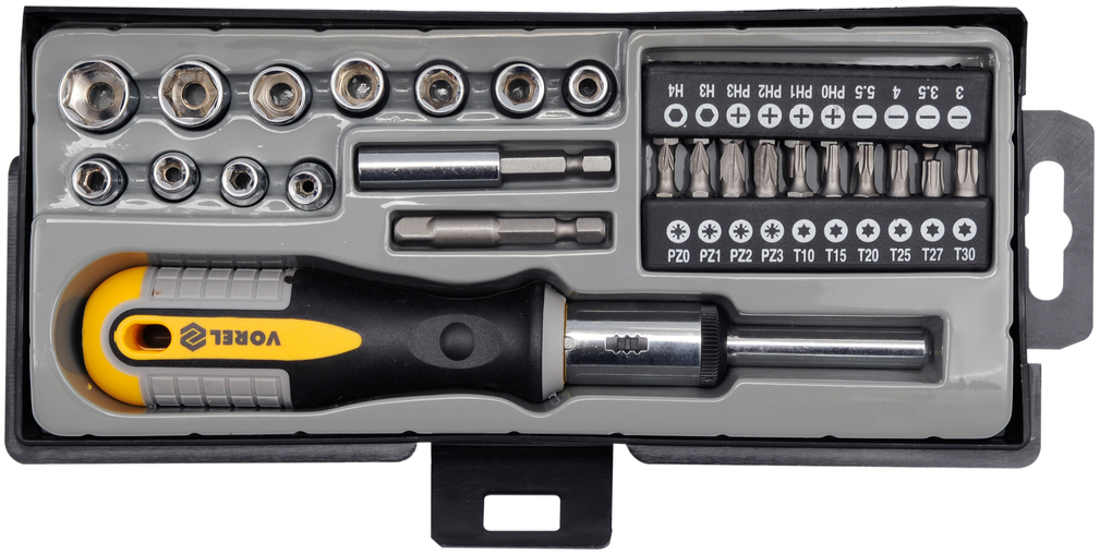 Набор отверток с битами 34шт VOREL (64660)