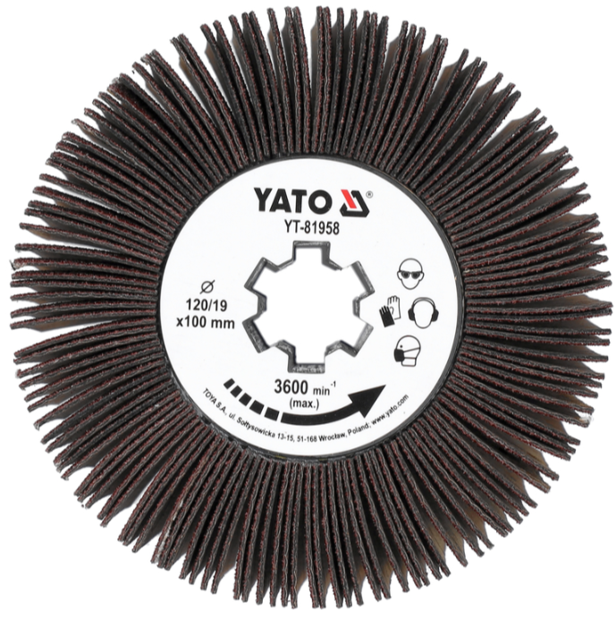 Щётка абразивная лепестковая 120х100х19мм для сатинатора YATO (YT-81958): цена в Минске