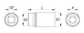 Торцевая головка 6-гранная удлиненная 1/2" CrV YATO: цена в Минске - Стант Креп