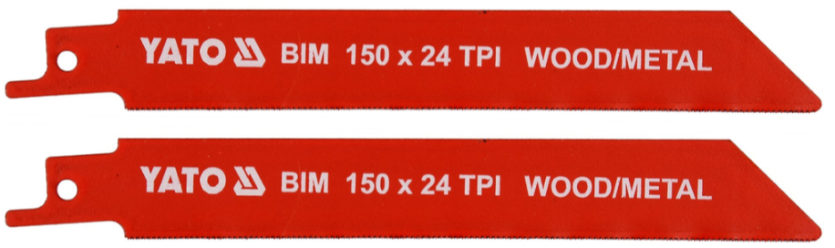 Полотна для сабельной пилы BI-METAL/дерево,металл 150мм 24TPI (2шт) YATO (YT-33932)