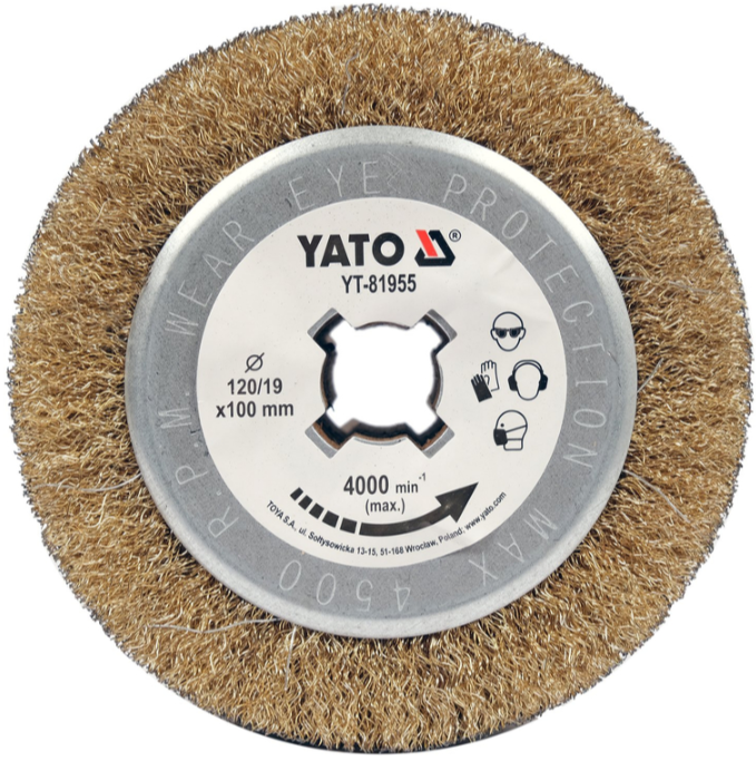 Щётка проволочная 120х100х19мм для сатинатора YATO (YT-81955): цена в Минске