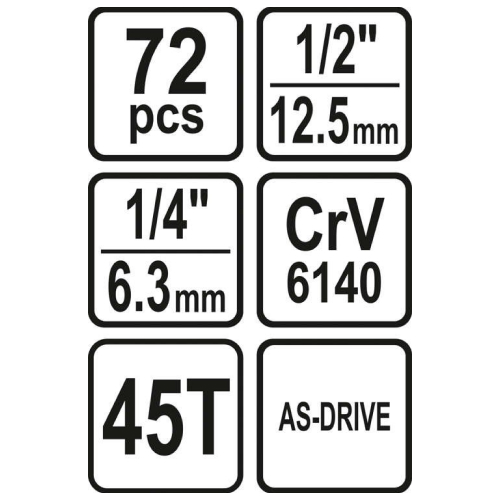 Набор торцевых головок и бит 1/4", 1/2" 72 пр. Sthor, арт. 58705: цена в Минске - Стант Креп