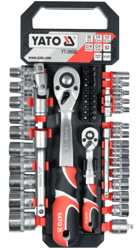 Набор торцевых головок и бит 1/2",1/4", 50пр. YATO (YT-38680)