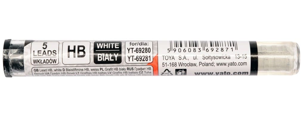 Грифель белый для автокарандаша НВ 5шт YATO (YT-69287)