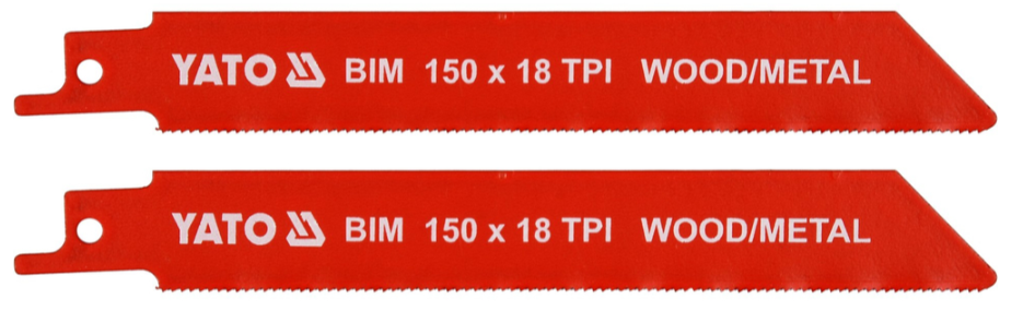 Полотна для сабельной пилы BI-METAL/дерево,металл 150мм 18TPI (2шт) YATO (YT-33931)