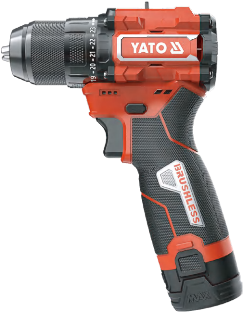 Бесщеточный шуруповерт 12V, 35Nm, 2х2,0Ah, USB, YATO (YT-82852BL)